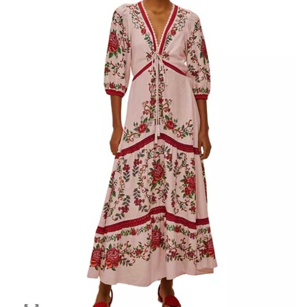 FARM Rio Blush Floral Maxi Dress